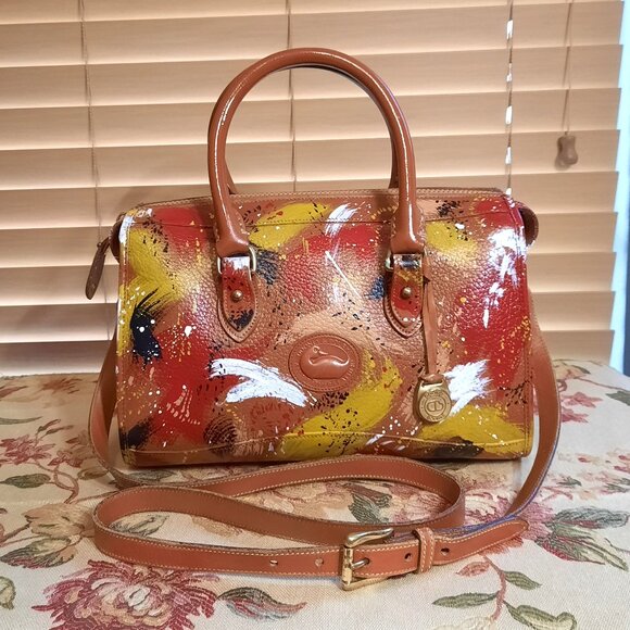Vintage Dooney & Bourke Dipinta Inspired Hand Painted Satchel Shoulder Bag - Picture 1 of 15